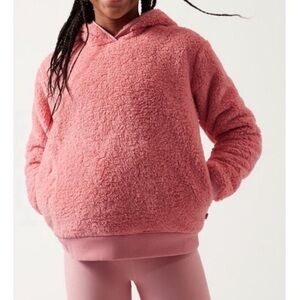Athleta Girl Pink Fuzzy So Snug Sherpa Hoodie 2.0 Fleece Sweatshirt Pullover